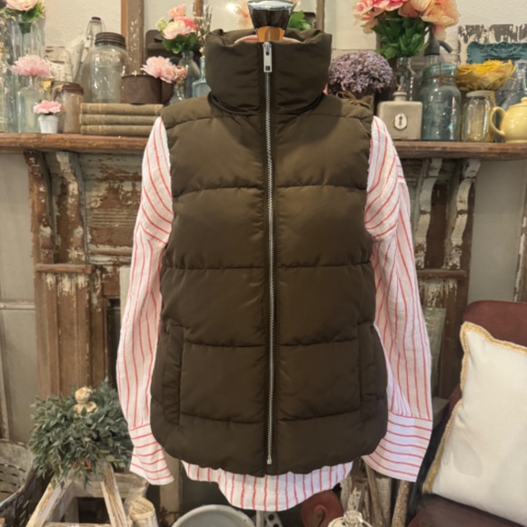 H&M PUFFER VEST COAT | Rich CHOCOLATE Brown | Oversized Neck | FUR LINED | S - Picture 8 of 13